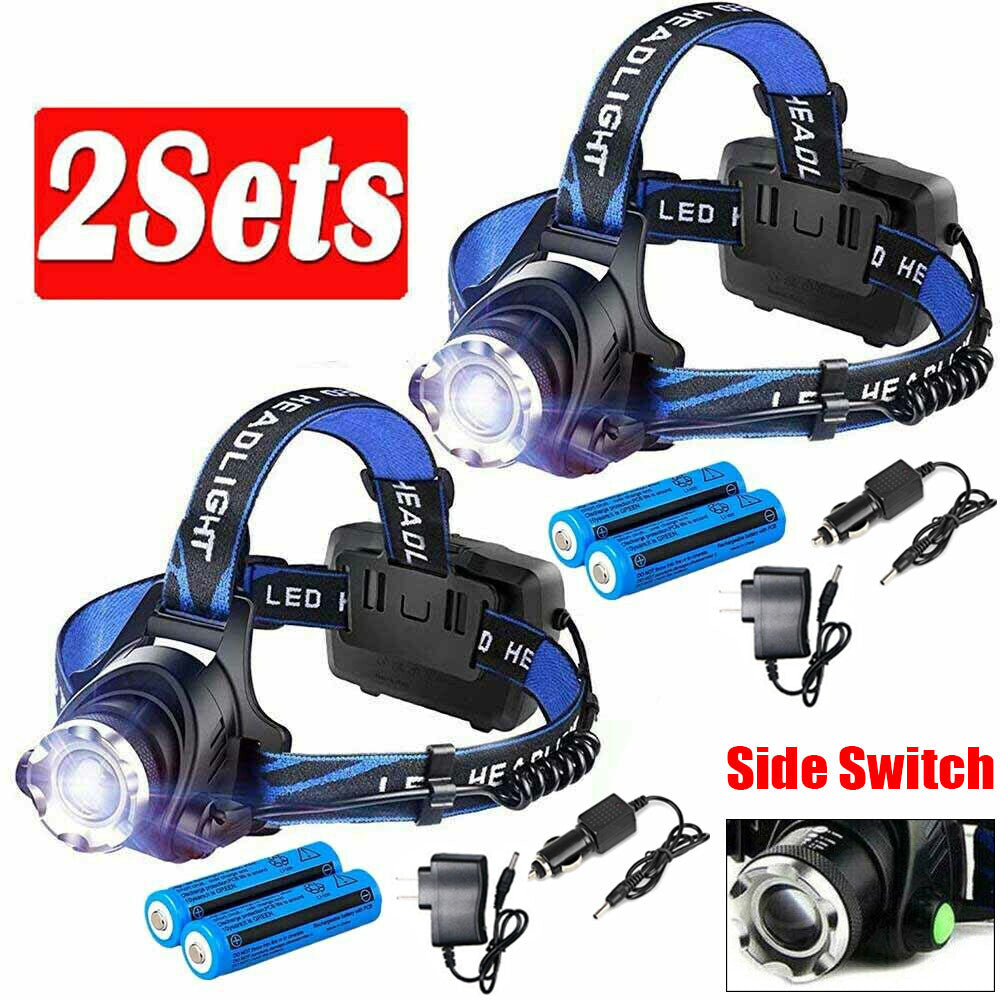 LED Headlamp Rechargeable Head Torch Zoom Headlight Lamp Super Bright Flashlight 3 Modes Work Light