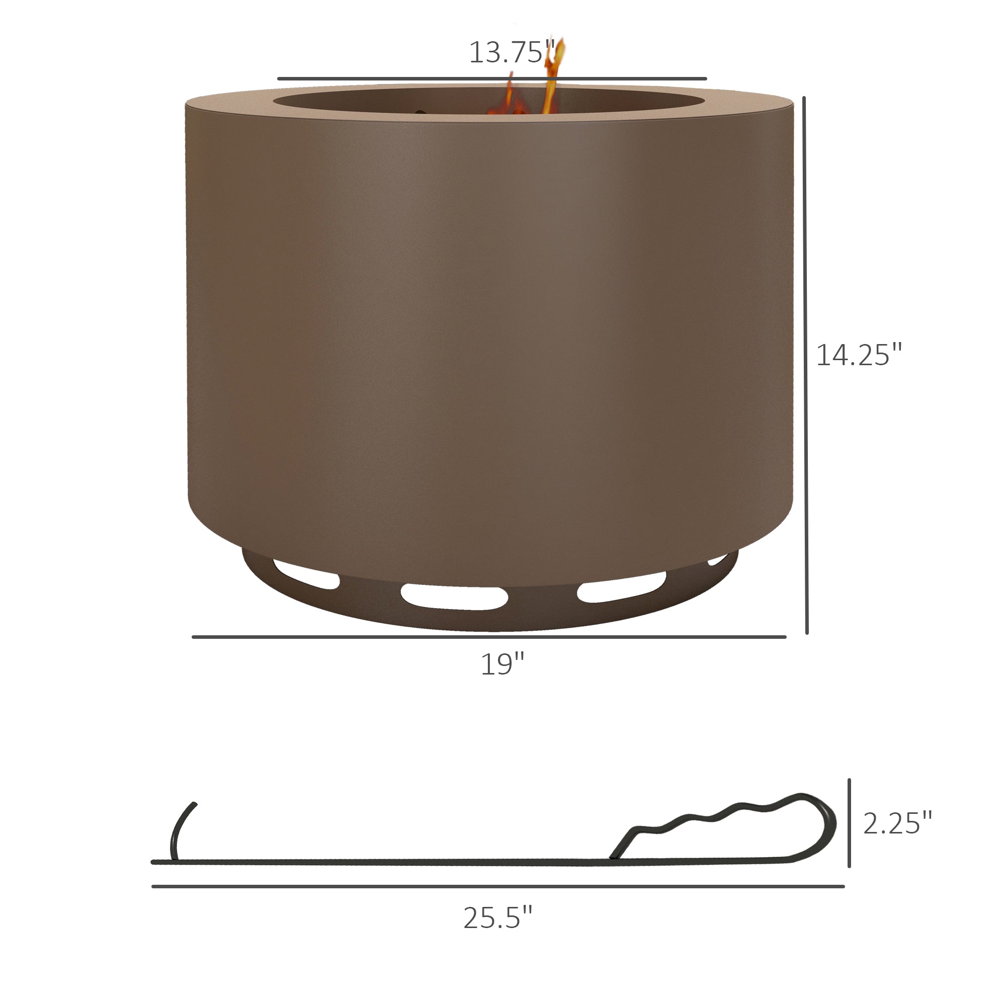 Smokeless Fire Pit, Portable Camping Bonfire Stove with Poker for Backyard Patio Picnic, Steel, Bronze