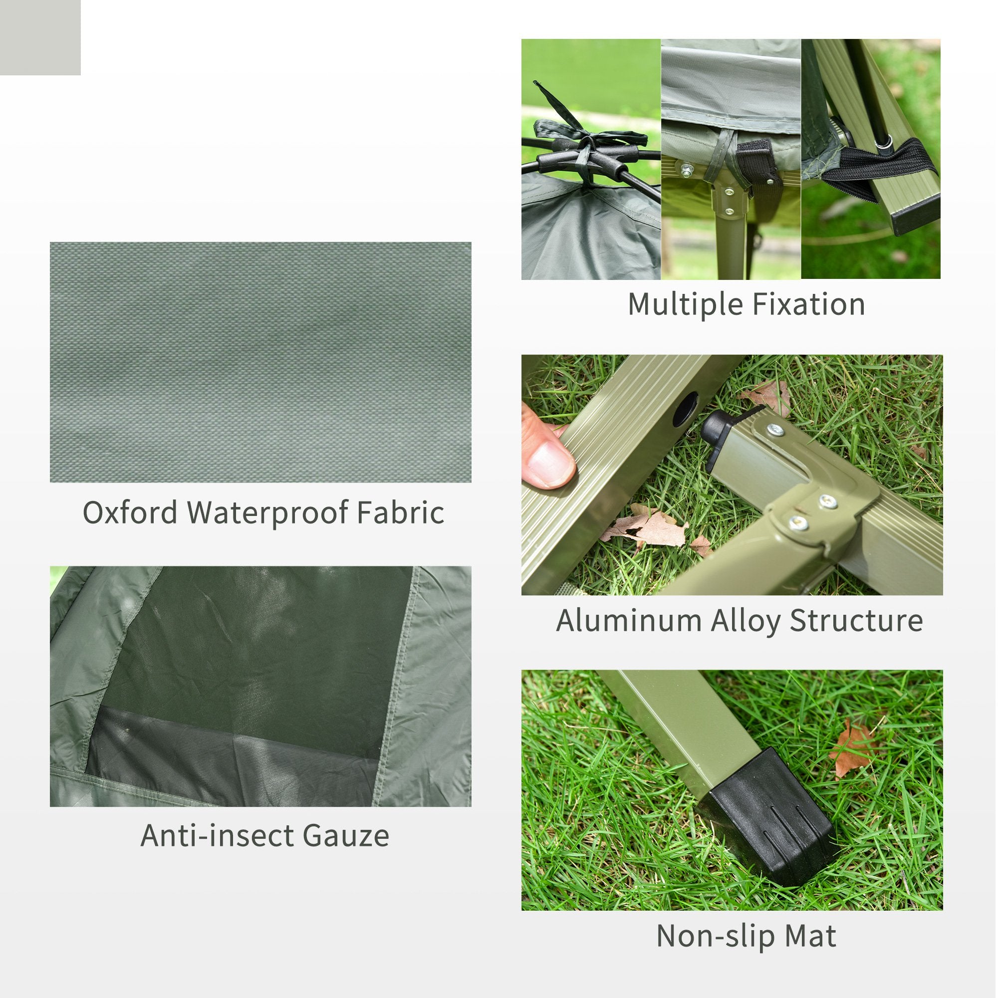 All-in-One Folding Camping Cots for Adults, Elevated Tent with Sleeping Bag, Thick Air Mattress Pad, Portable Single Sleeping Cot Camping Bed