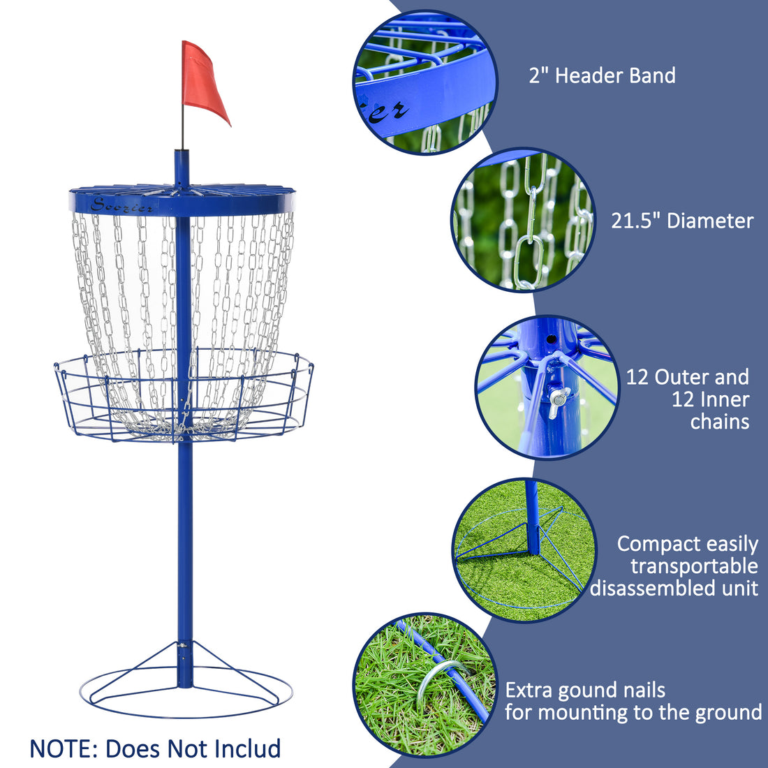 Portable Disc Golf Basket Target with 24-Chain