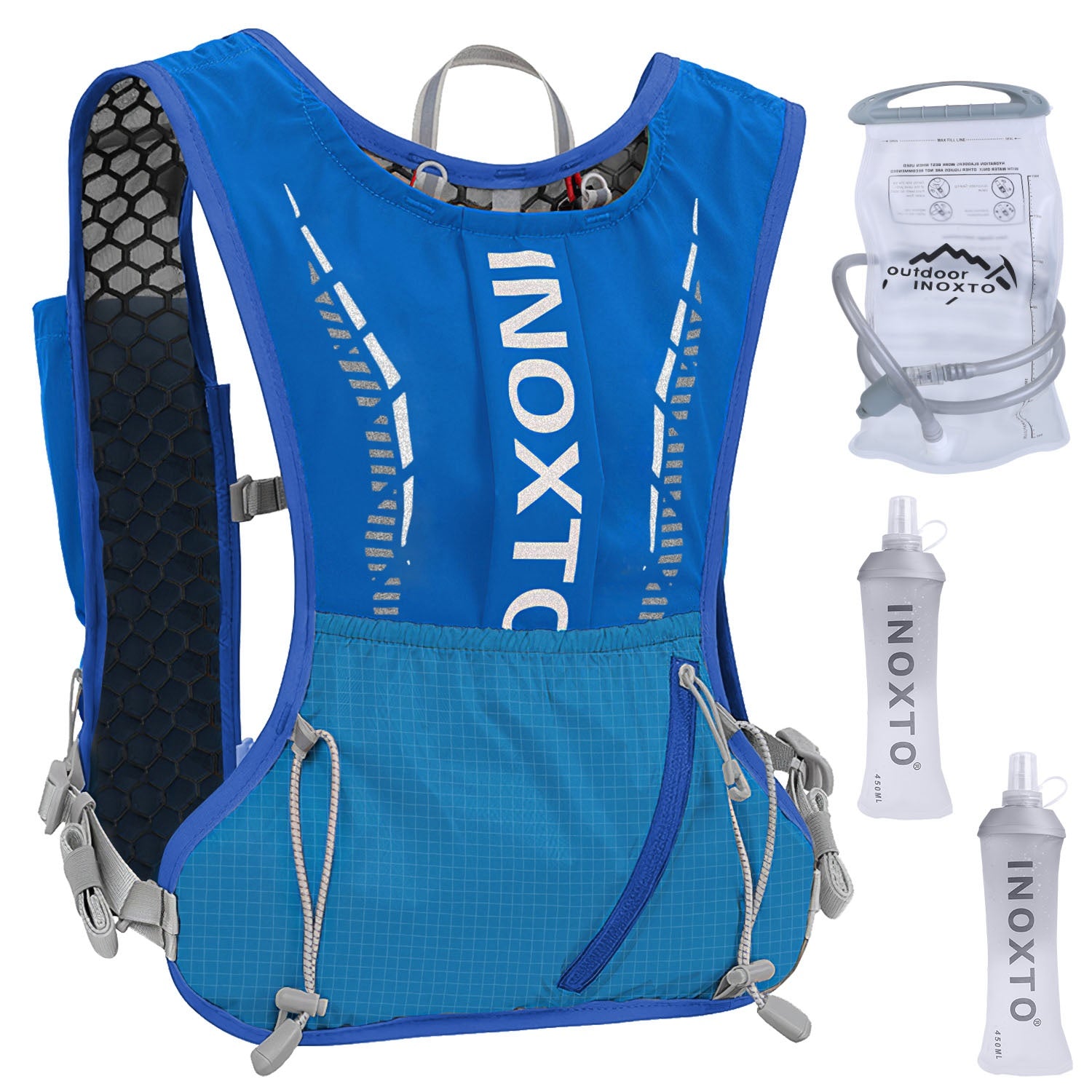 1Pc Sport Hydration Vest Running Backpack With 15oz 50oz Water Bladder Adjustable Strap Storage Bag For Trail Running Marathon Race Hiking