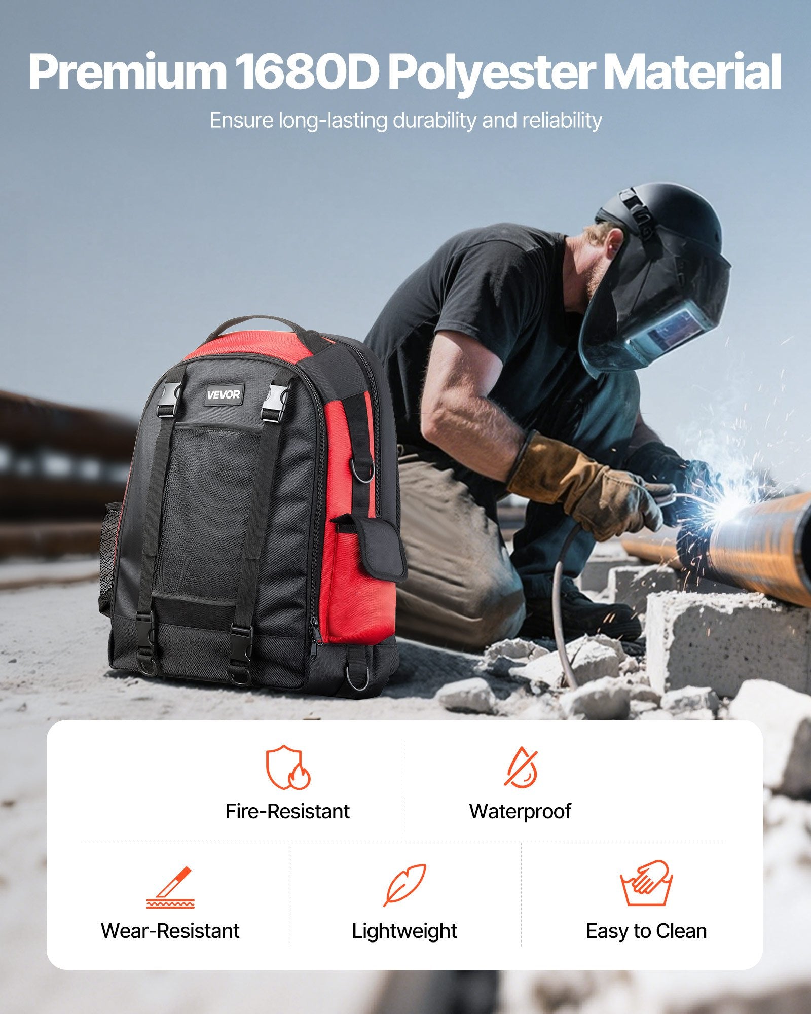 Welding Backpack, 25.2L Welder Backpack For Tools And Helmet, 1680D High-Density Polyester Extreme Gear Pack With Helmet Bag, Multi-Purpose Gear Storage Bag For Welding, Outdoor Camping, Hiking