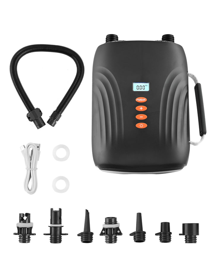 Paddleboard Pumpe (20 PSI) Wiederaufladbarer Akku, Zweistufige Elektrische SUP-Luftpumpe Mit Automatischer Abschaltung & 12 V DC Autoanschuluss, Aufblasen & Entleeren Ideal Für Schlauchboote