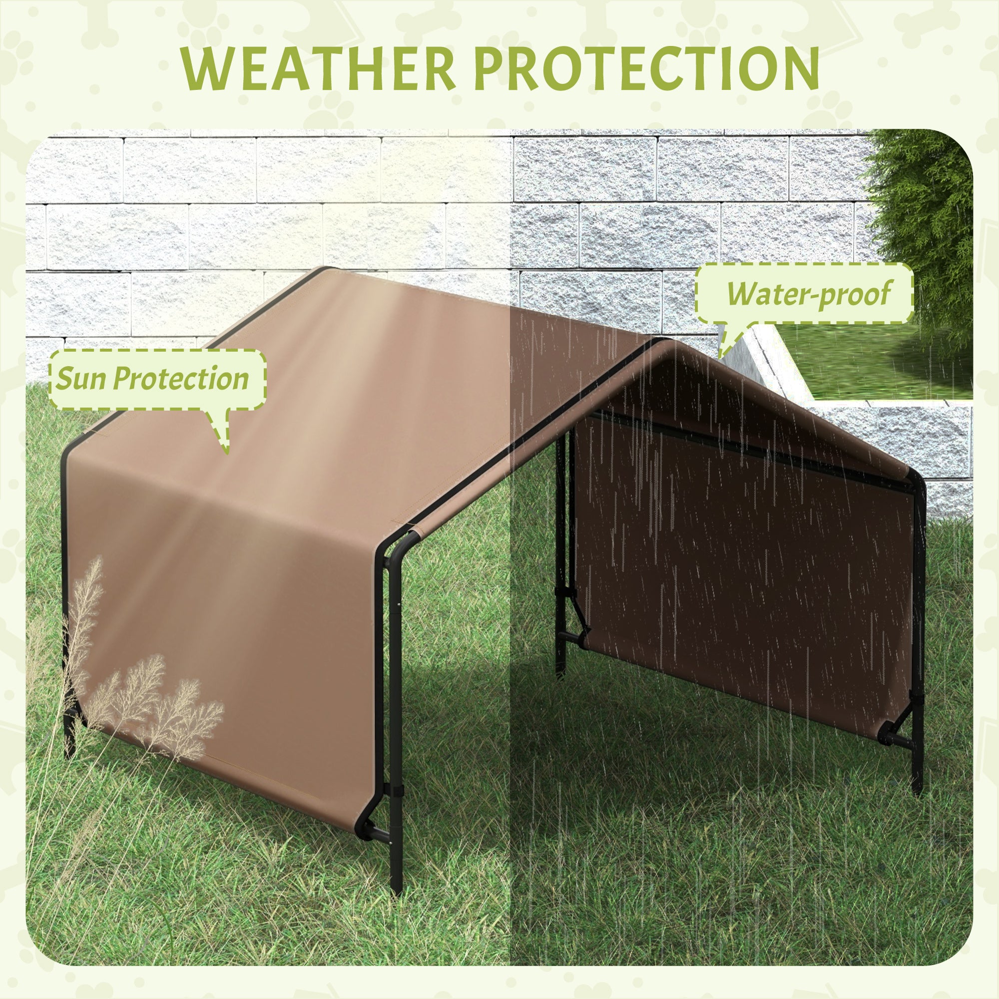 Portable Dog Tent Water Resistant For Outdoor Shade Protection, Brown