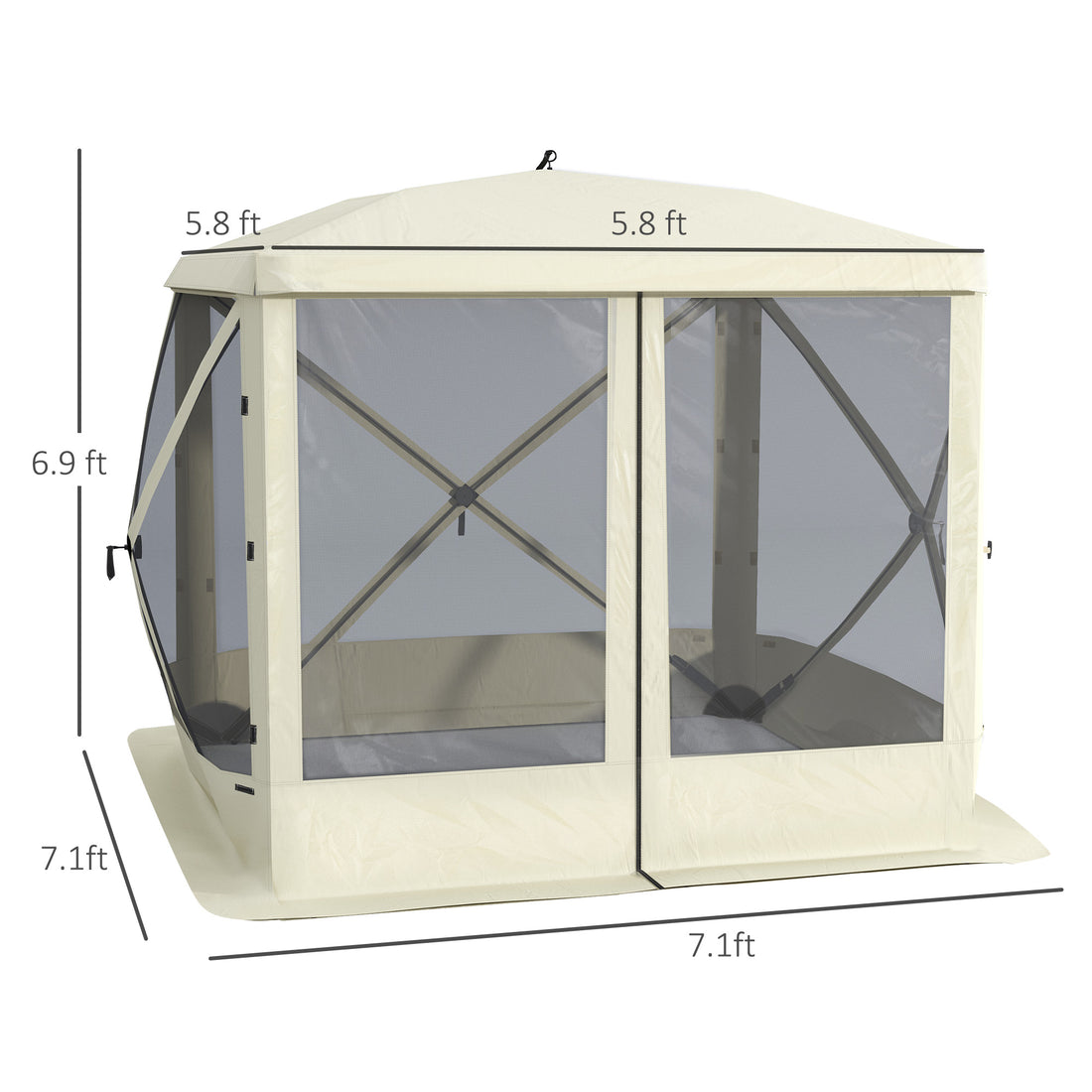 Pop Up Camping Canopy Gazebo Screen Shelter Tent with Single Person Easy Set-Up, Ventilating Mesh, Portable Carry Bag for Outdoor Camping Party Event, 7x7FT, Beige
