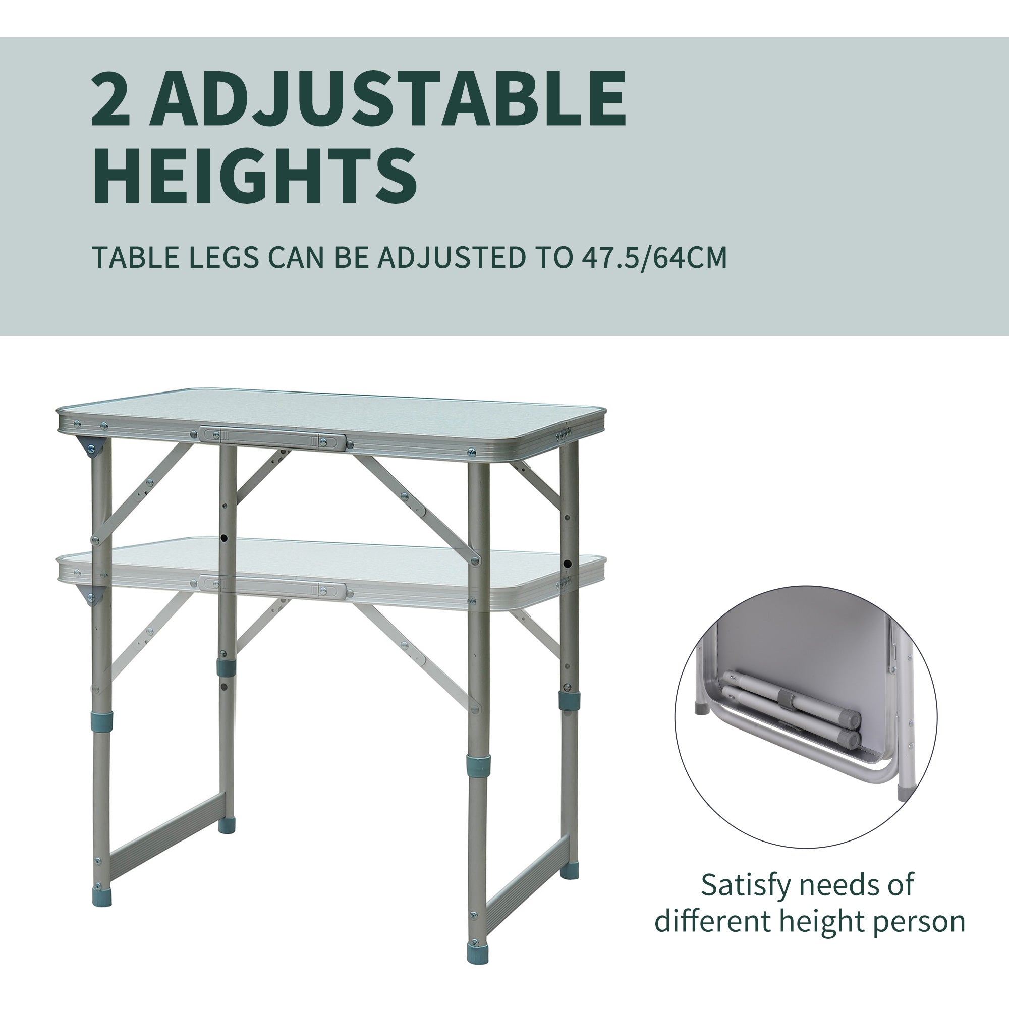 23" Portable Camping Table with Faucet Aluminum Lightweight Portable Folding Easy Clean Camping Table with Carrying Handle