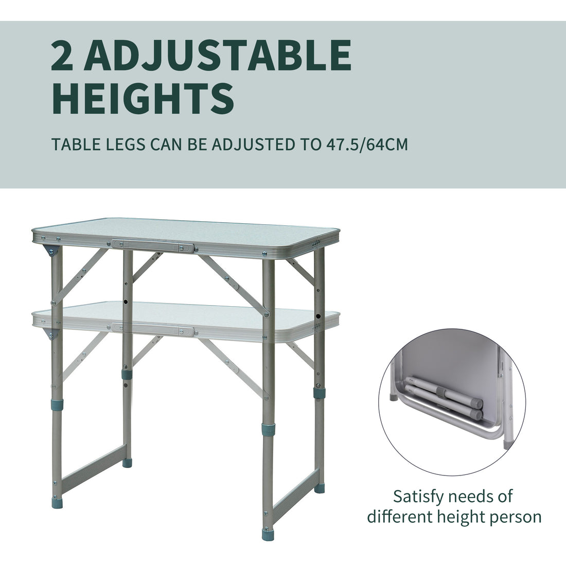 23" Portable Camping Table with Faucet Aluminum Lightweight Portable Folding Easy Clean Camping Table with Carrying Handle