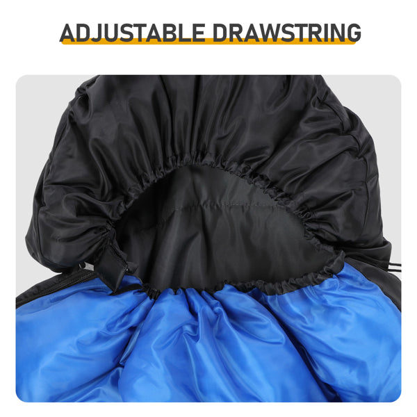 Rectangular Heated Sleeping Bag, Lightweight Sleeping Bag With Multi USB Powered Heating Pads, Waterproof Compact Envelope Sleeping Bag For Backpacking Hiking, Blue