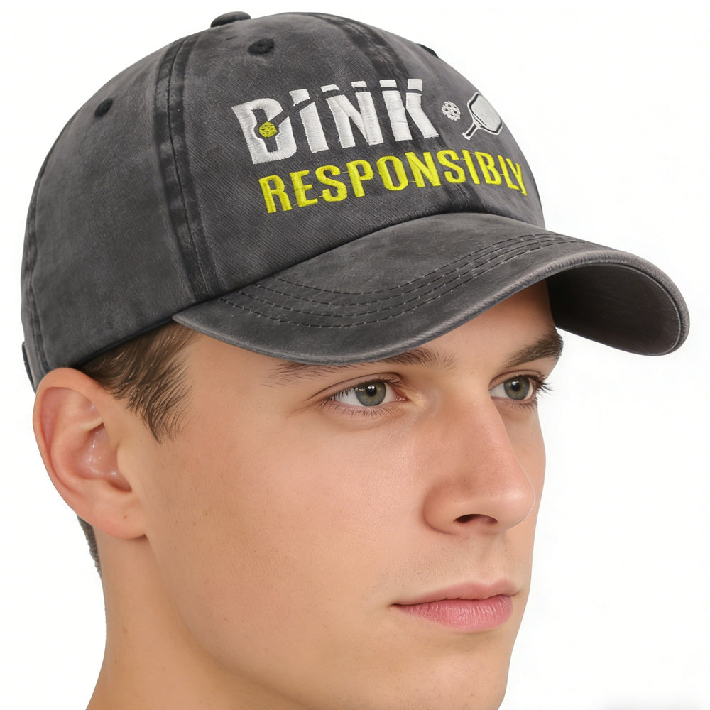 Pickleball Hat For Men Women, Adjustable Embroidered Wash Cotton Baseball Cap