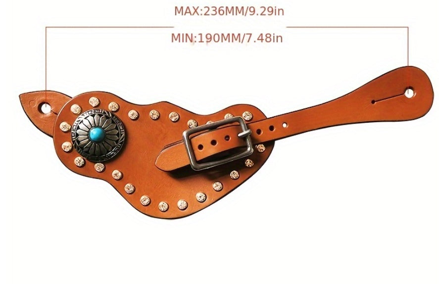 Spur Straps, Leather Horse Spur Strap, Vintage West Region Spur Straps, Black Rhinestone Spur Straps, Horse Riding Gear