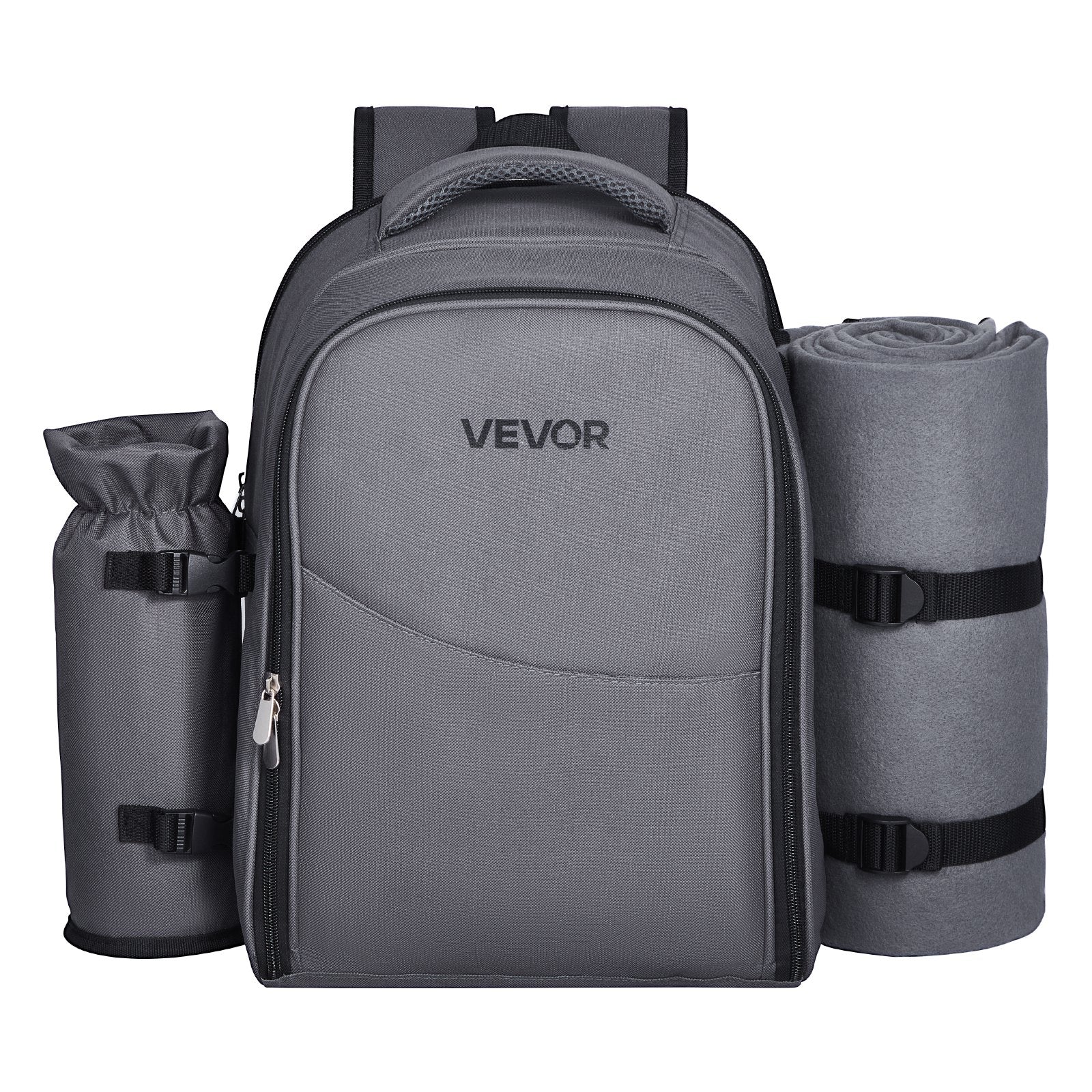 Beach Picnic Backpack Bag For 2 Person With Cooler Compartment Grey