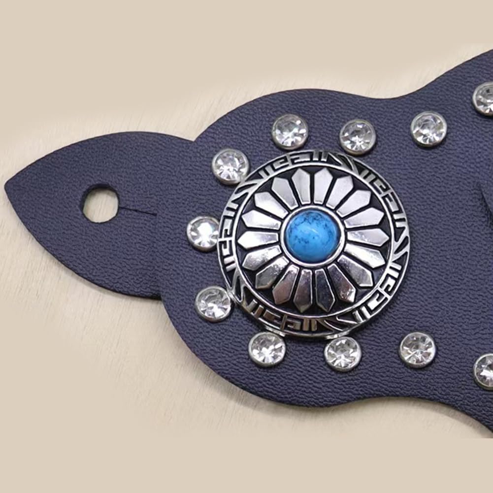 Pair Spur Strap, Western Retro Horse Spur Strap With Buckle, Genuine Cow Leather Material For Horse Training, Decorative Rhinestones Inlaid Surface, Metal Buckle For Easy Adjustment,