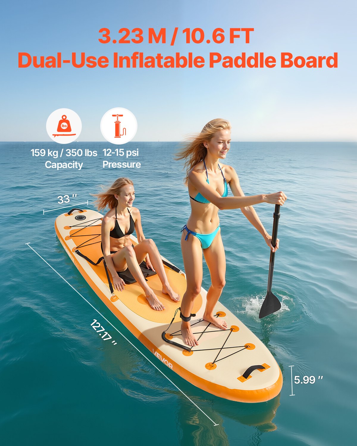 Aufblasbares Stand Up Paddle Board (323 X 838 X 152 Cm) Paddleboard Mit Einem Sitz Komplettset Inkl. Pumpe Paddel Finne Rucksack