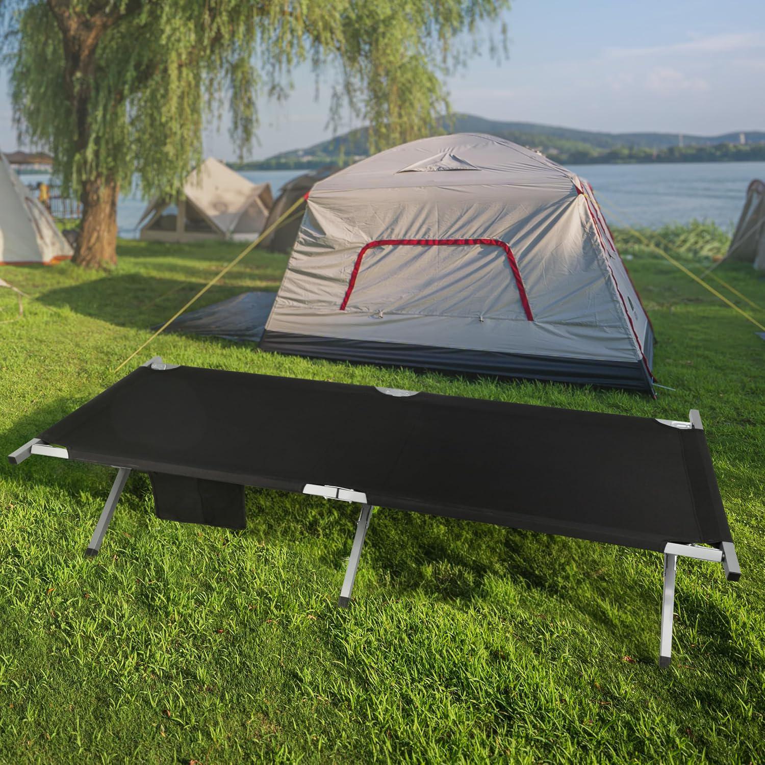Marching Bed Outdoor Camping Bed, Foldable Lightweight Bed, Portable Camping Bed With Portable Bag, Suitable For Adult Hiking And Hunting Trips Black