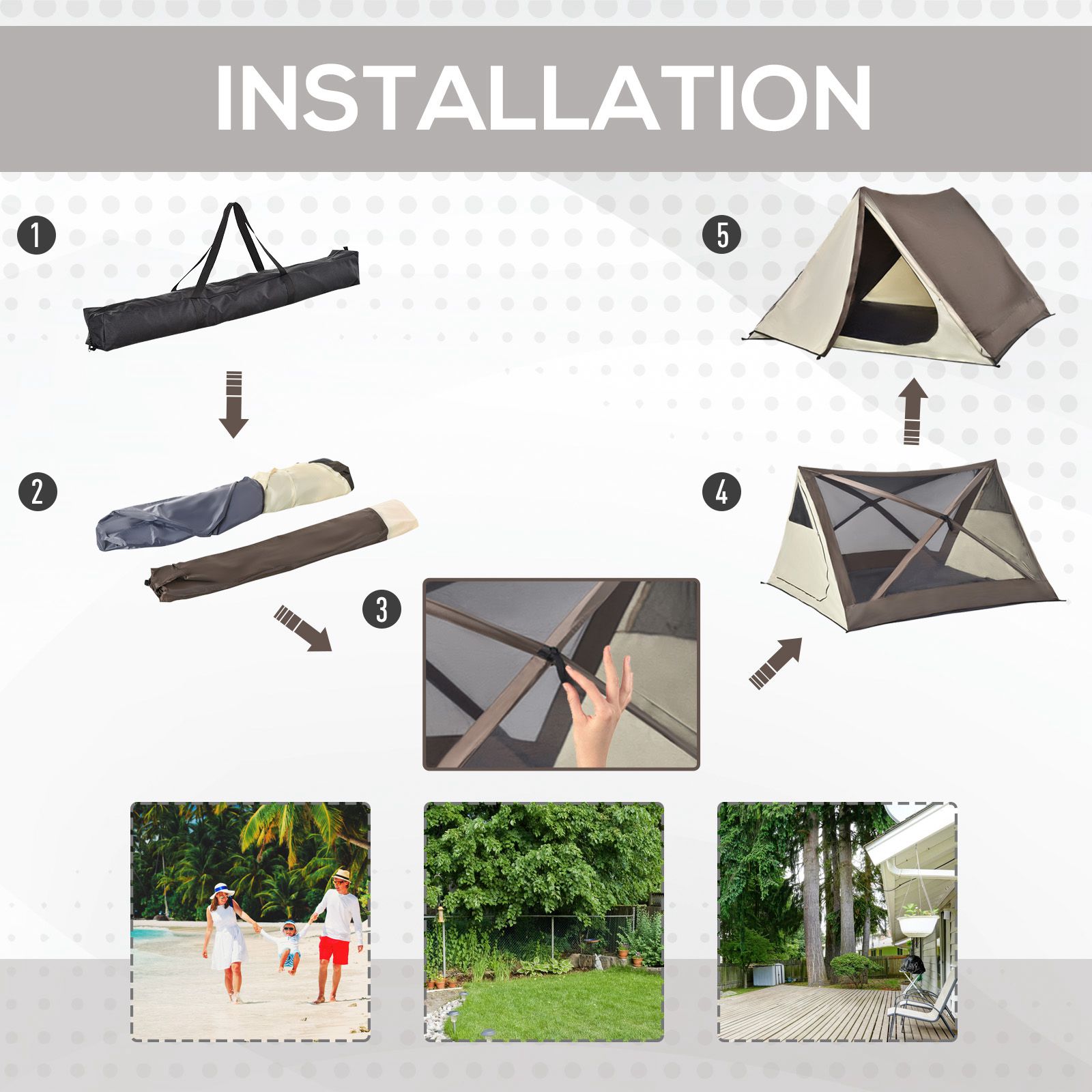 2-3 People Pop Up Camping Tent Waterproof Automatic Instant Tent Portable Cabana Beach Tent with Rainfly, Carry Bag, Windows and Doors, Outdoor Camping Hiking Indoor