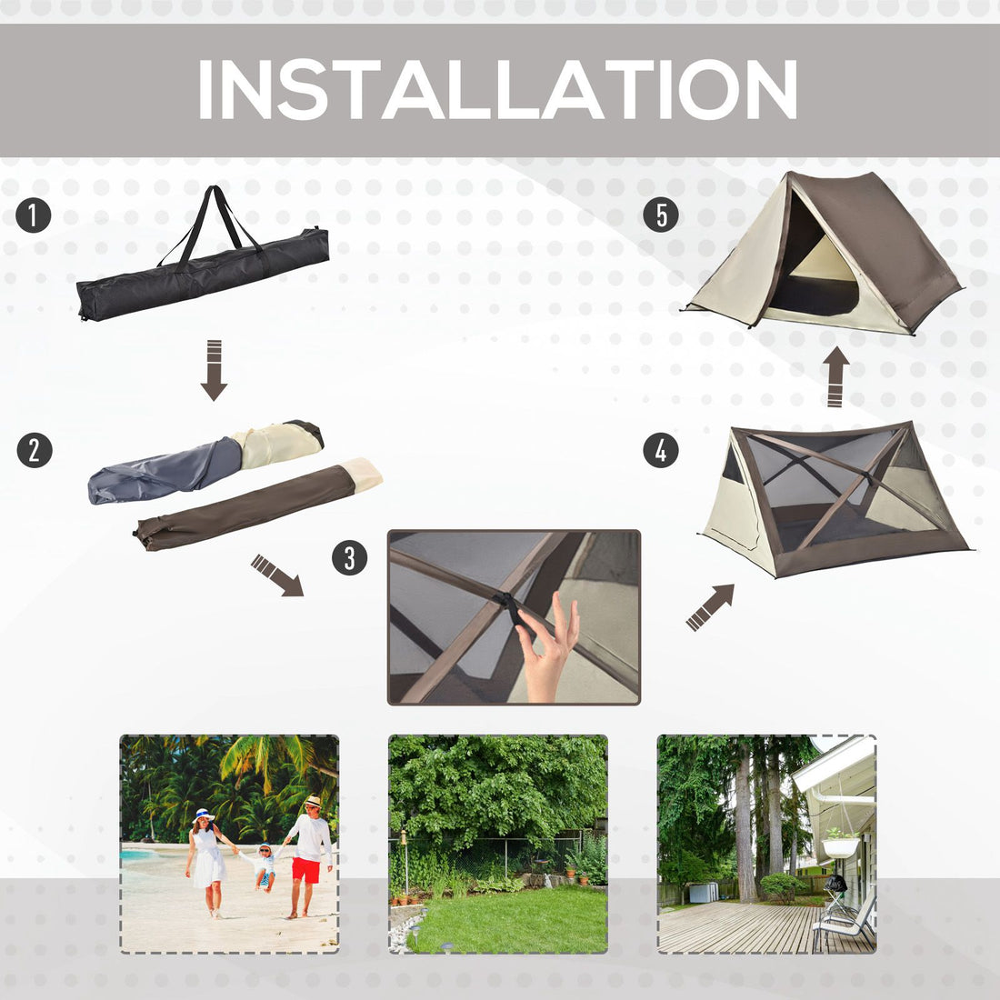 2-3 People Pop Up Camping Tent Waterproof Automatic Instant Tent Portable Cabana Beach Tent with Rainfly, Carry Bag, Windows and Doors, Outdoor Camping Hiking Indoor