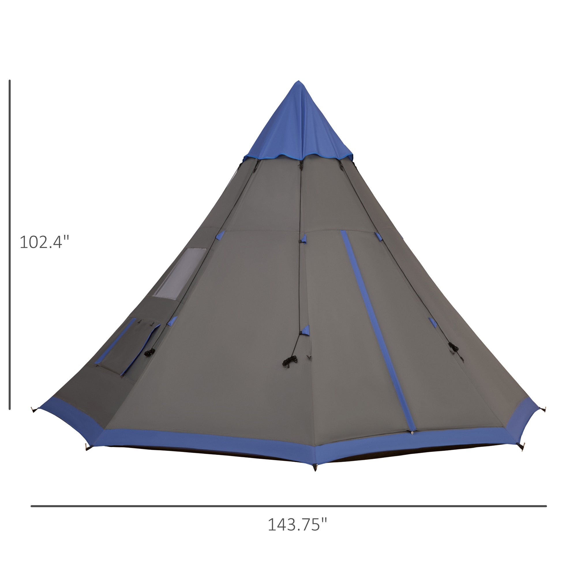 12Ft Camping Tent 6-7 Person 4 Season with 8 Mesh Windows, Outdoor Teepee Tent with Waterproof Material for Family and Friends Camping