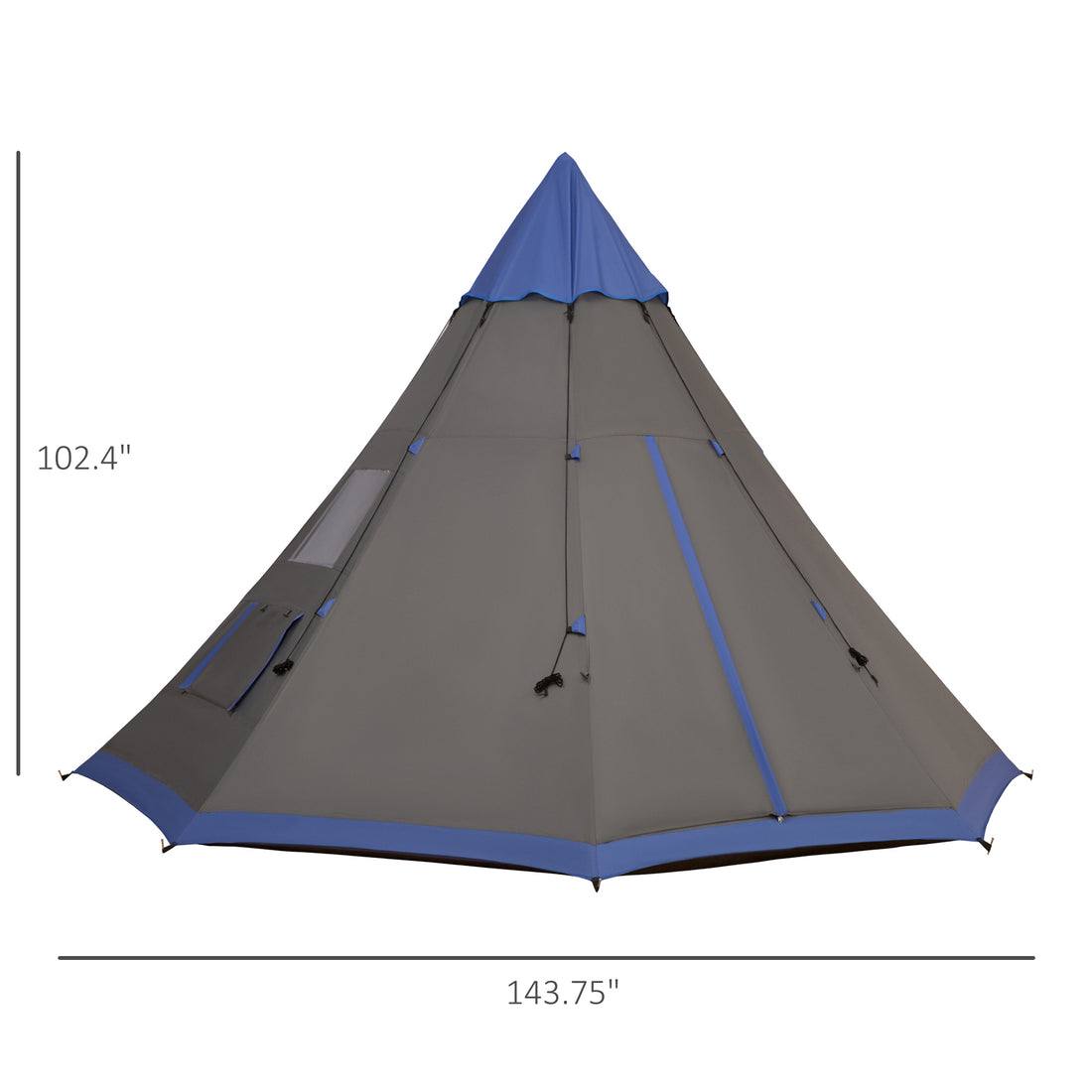 12Ft Camping Tent 6-7 Person 4 Season with 8 Mesh Windows, Outdoor Teepee Tent with Waterproof Material for Family and Friends Camping