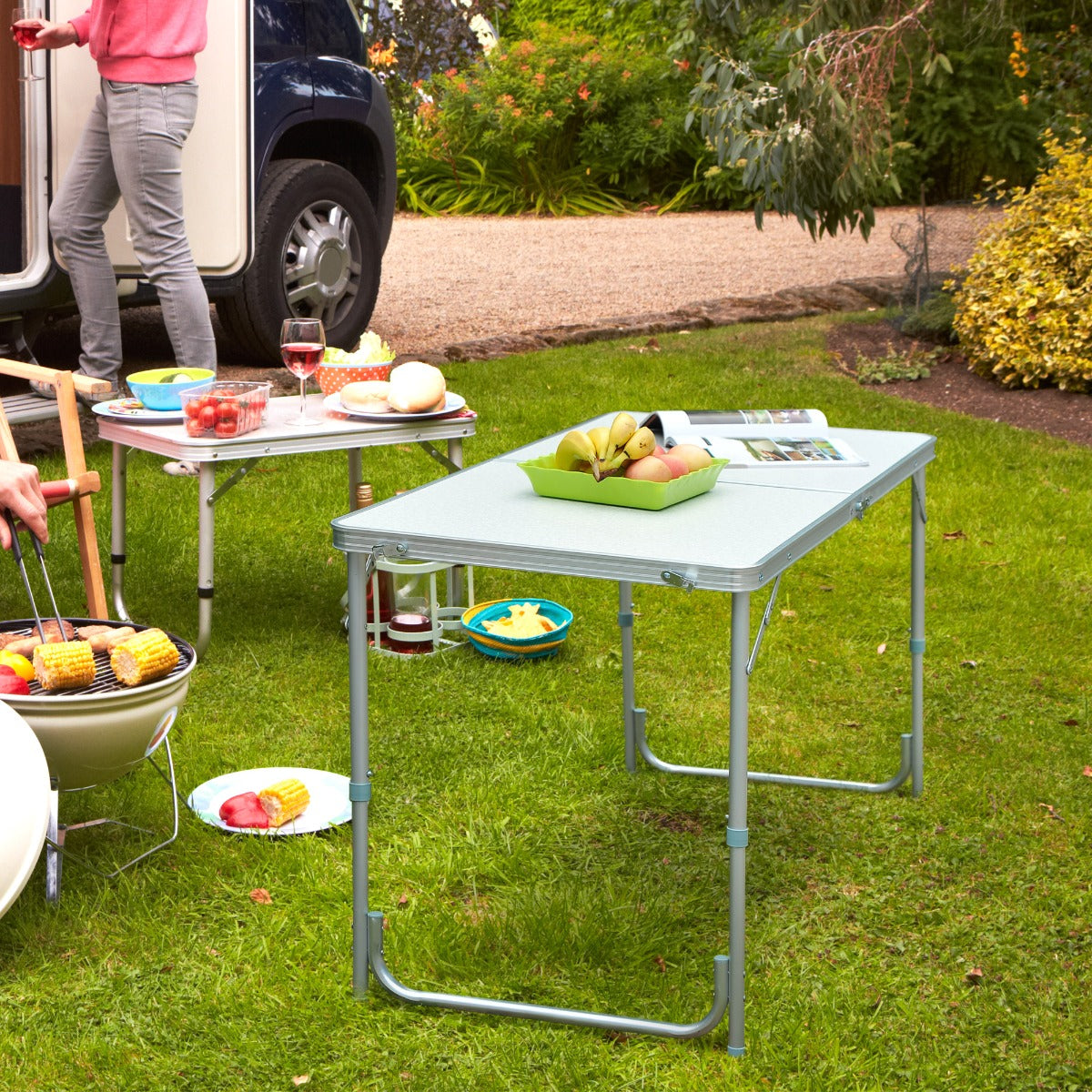 47" Aluminum Lightweight Portable Folding Easy Clean Camping Table with Carrying Handle