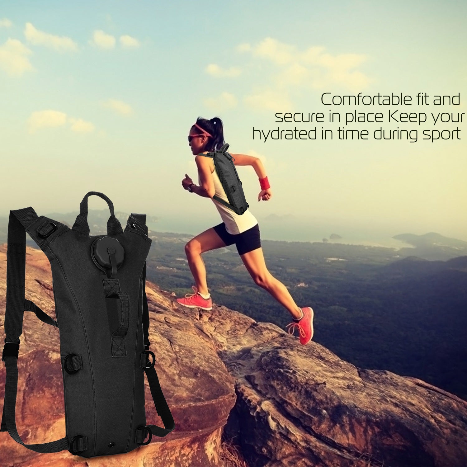 1Pc 3L Tactical Hydration Pack  Water Bladder Adjustable Water Drink Backpack For Hiking Cycling Climbing Running