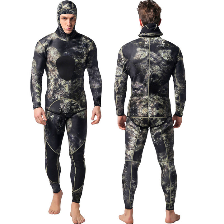 Neoprene Wetsuit 3MM Camouflage Split Two-piece Wetsuit Hood
