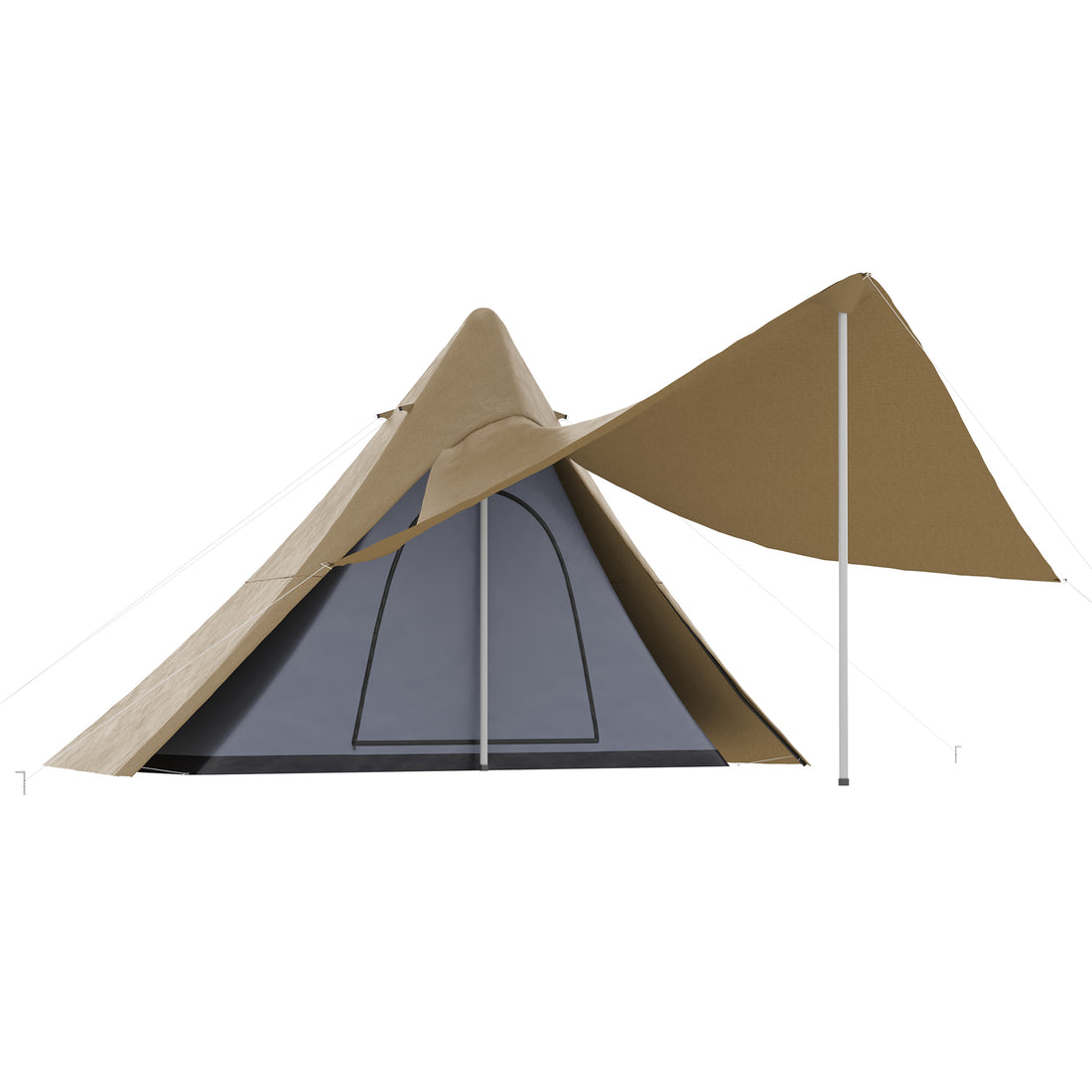 15.4'x15.4'x8.5' Teepee Tent, Waterproof Camping Tent with Porch Area, Floor and Carry Bag, for 2-3 Person Outdoor Backpacking Camping Hiking, Coffee