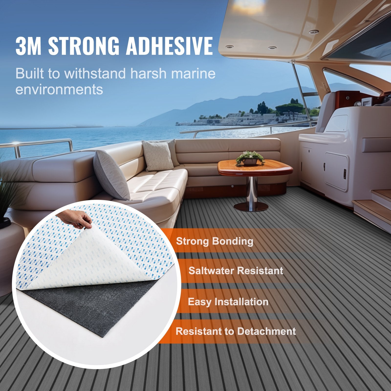 Boat Flooring, EVA Foam Boat Decking 94.5" X 17.7", Non-Slip Self-Adhesive Flooring, 11.6 Sq.ft Marine Carpet For Boats, Yacht, Pontoon, Kayak Decking