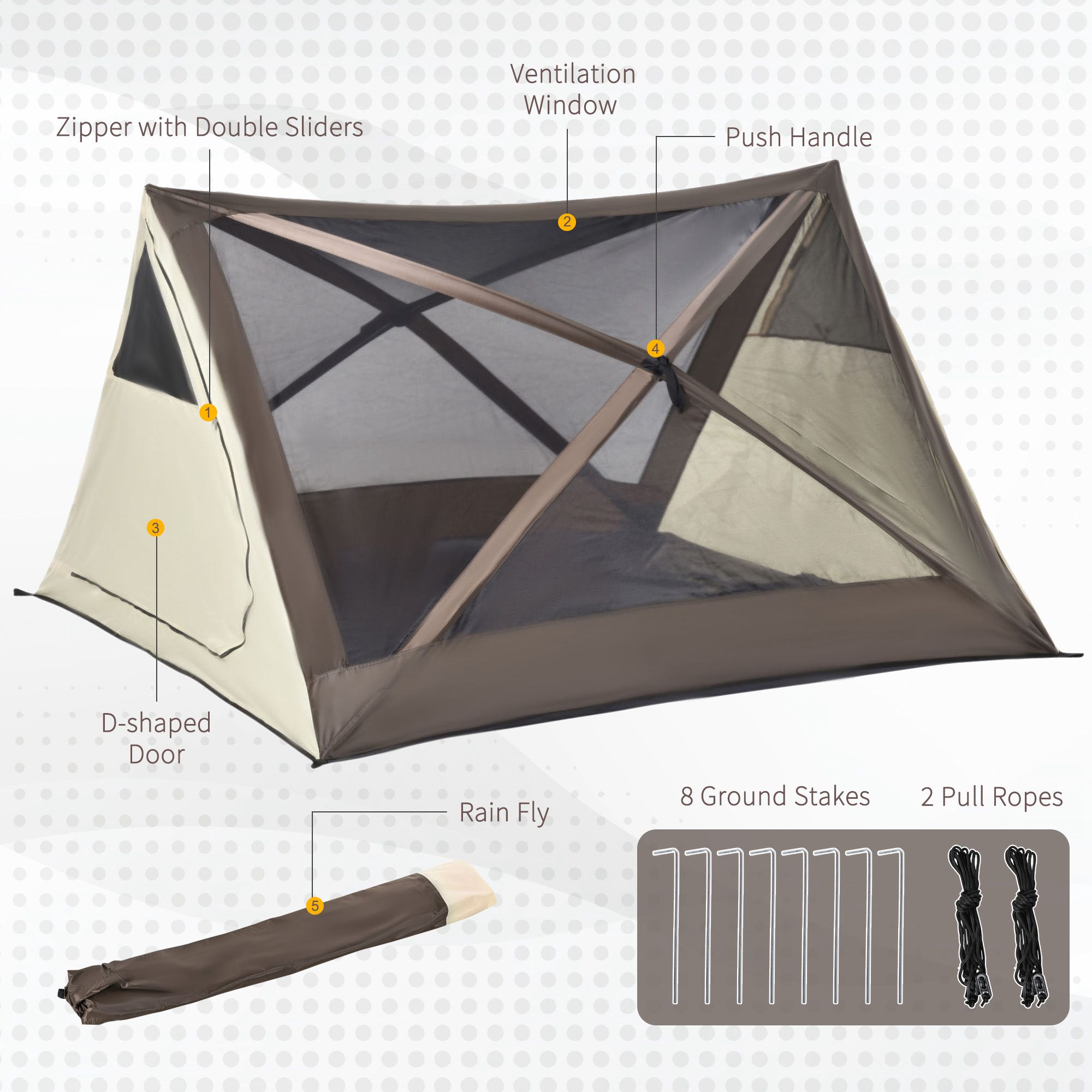 2-3 People Pop Up Camping Tent Waterproof Automatic Instant Tent Portable Cabana Beach Tent with Rainfly, Carry Bag, Windows and Doors, Outdoor Camping Hiking Indoor