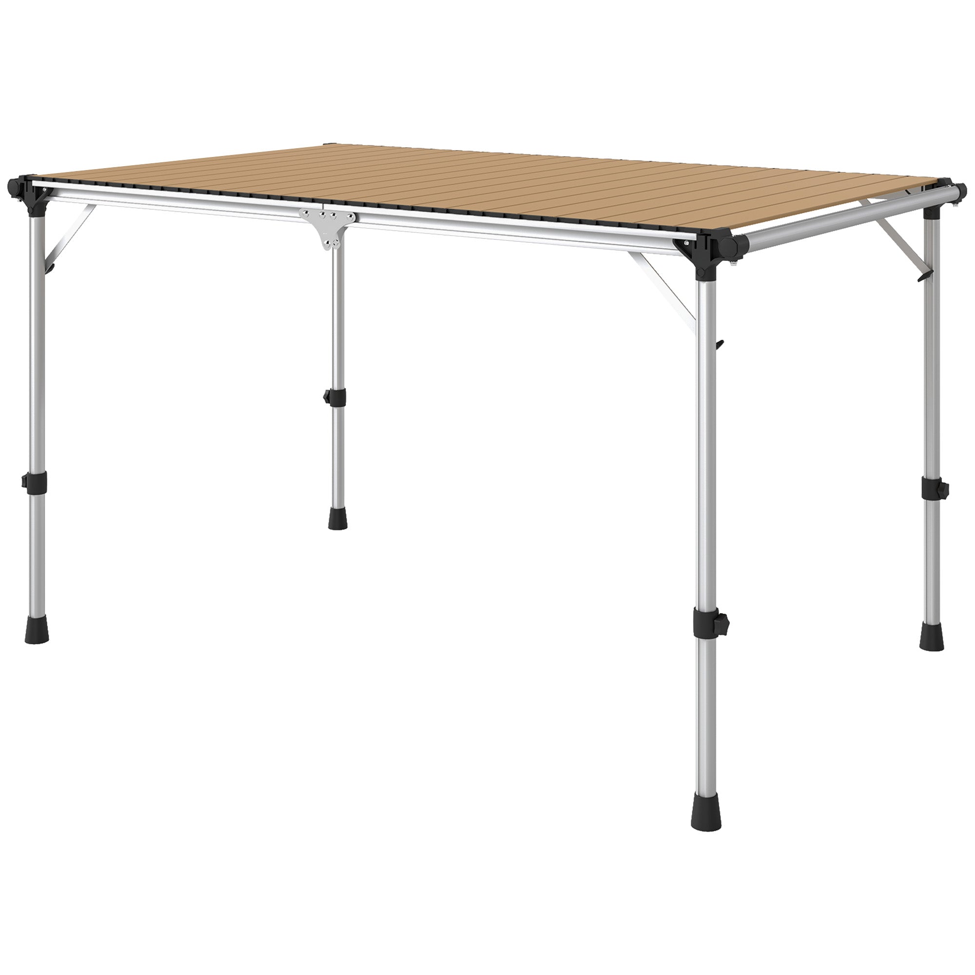 Folding Camping Table, Adjustable Height Aluminum Table, Portable Camping Table for Picnic, Beach, BBQ