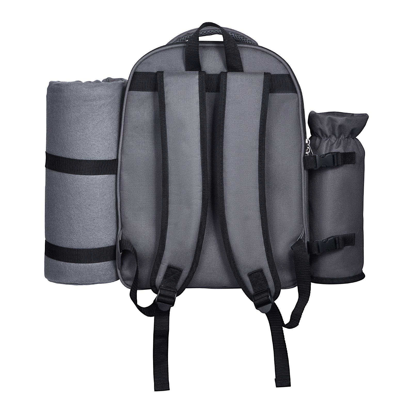 Beach Picnic Backpack Bag For 2 Person With Cooler Compartment Grey