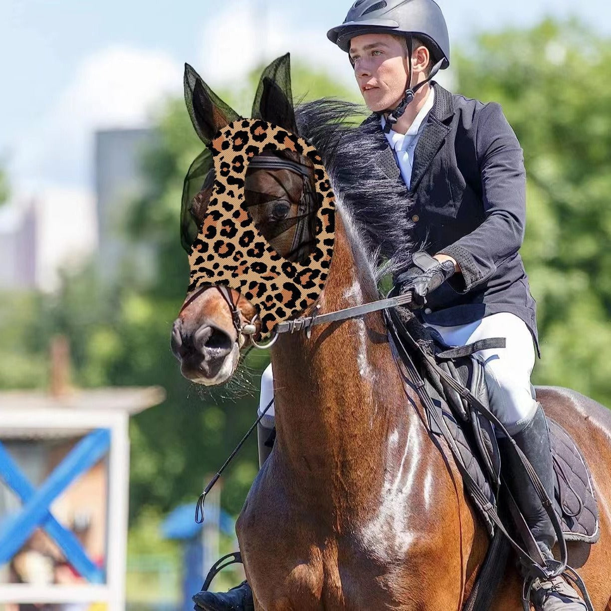Breathable Leopard Print Horse Mask Anti-mosquito