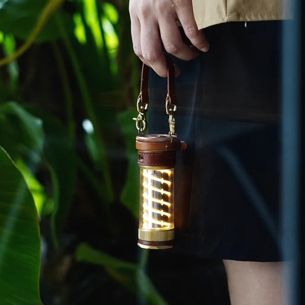 Camping Leather Hang Rope 3-piece Suit Lantern