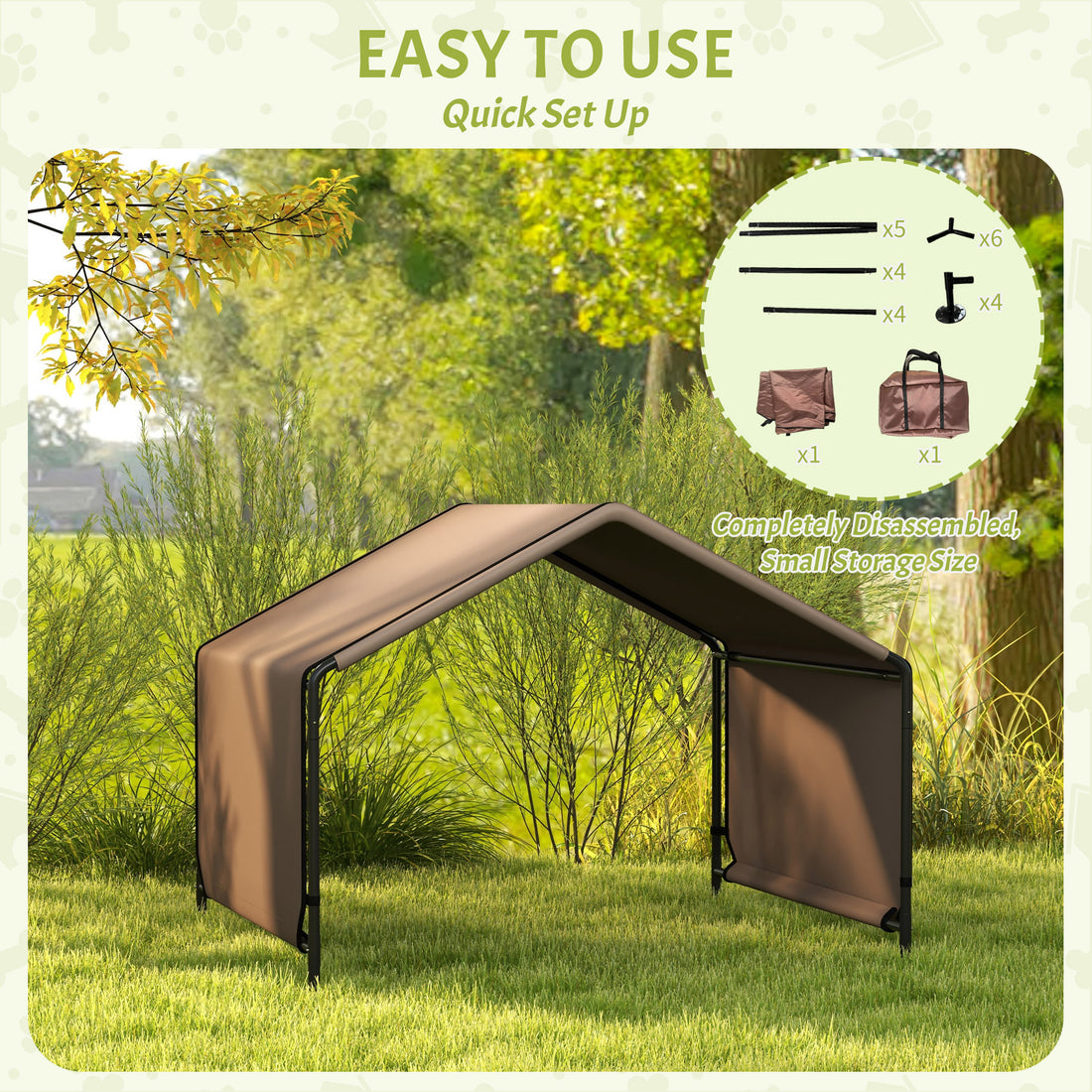 Portable Dog Tent Water Resistant For Outdoor Shade Protection, Brown