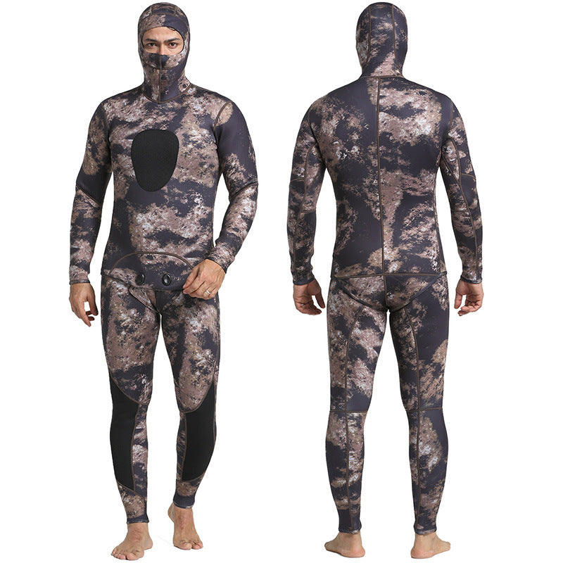 Neoprene Wetsuit 3MM Camouflage Split Two-piece Wetsuit Hood