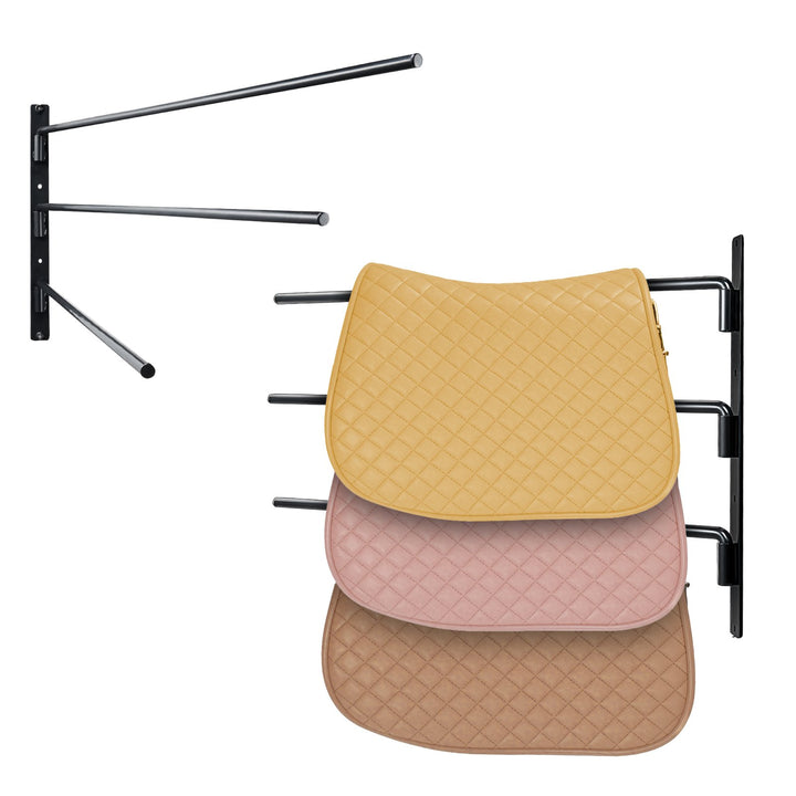 Wall Mounted Saddle Rack, 30.9 X 29.9 X 5.5 In, 2 Packs Swing Out Saddle Holder, Three Tiers Horse Saddle Stand, Space Saving Horse Pad And Blanket Rack For Tack Room Organization